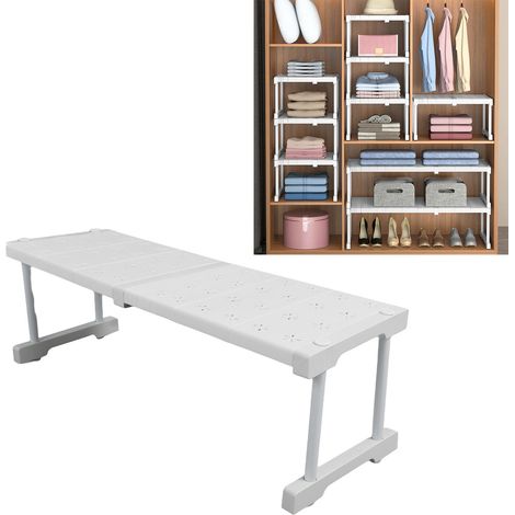 Herausnehmbares Schrankregal mit ausziehbarer Ablage, erweiterbarer Stauraumorganizer für Kleiderschrank und Küche [Kunststoff] Carbon (1/5)