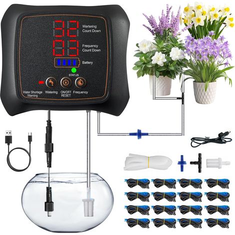 Système D'irrigation Automatique, Système D'irrigation Jardin Pour 16 Plantes En Pot, Kit D'irrigation Goutte À Goutte, Système D'arrosage Automatique D'intérieur Goutte Automatique Rechargeabilité (1/5)