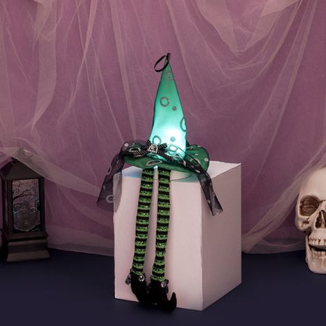 Leuchtender Hexenhut zum Aufhängen für Halloween, mit langen Beinen – Dekoration für drinnen und draußen, Bäume, Veranden und Partys (1/5)