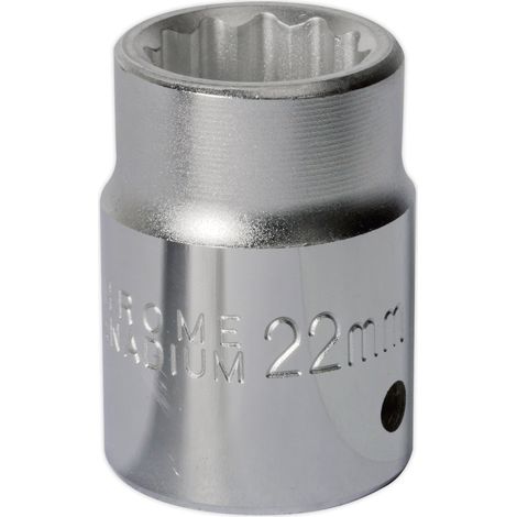Sealey 22mm 3/4""Sq Drive Standard WallDrive Socket 12pt Chrome S34/22