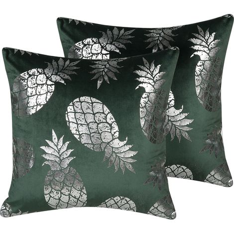 Conjunto de cojines decorativos con patrón de piña verde 45 x 45 cm decoración glamour Astilbe (1/5)