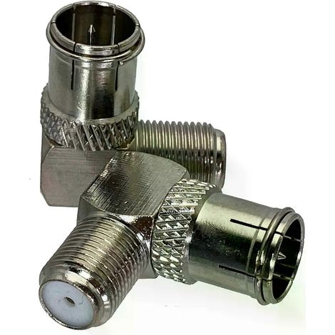 Un connecteur TV mâle de type F vers un connecteur TV femelle de type F, adaptateur RF coudé à insertion par pression, coaxial de haute qualité. (1/5)