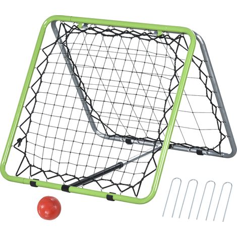 Rebondeur de football Kickback, filet mural double face pour baseball et basket, réglable sur 5 positions, métal vert et noir, 75 x 75 x 64 cm (1/5)