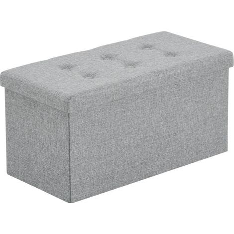 Repose-Pieds Pliable pour Rangement – 76 x 38 x 38 cm – Gris Foncé (1/4)