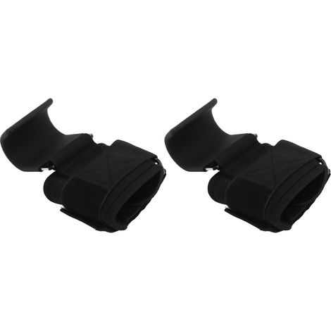 Crochets de musculation réglables, antidérapants, sangles de poignet robustes pour tractions, pour hommes et femmes, lot de 2, noir (1/5)