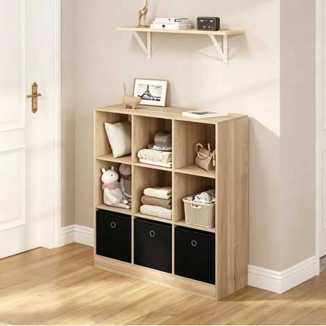 Meuble rangement 80 cm avec 3 tiroirs tissu noir OKMYHOME (1/5)