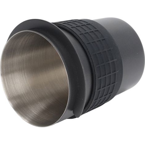 Doseur à café en acier inoxydable 58 mm avec poignée pour machine à café et anneau en silicone noir. (1/5)