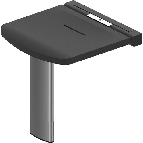 Siège de douche relevable avec pied réglable - Décor : Noir RAL 7021 - AKW