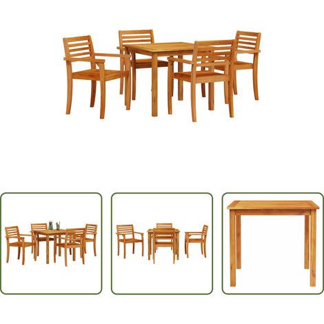 Garten Tisch - Garten Essgruppe 5 pcs Braun Massivholz Akazie (1/5)