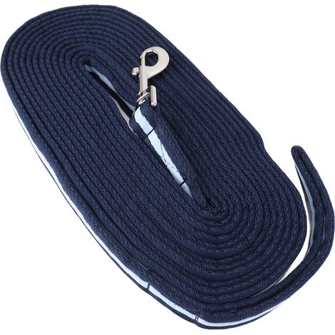 Corde d'entraînement pour chevaux, bleu marine, 8 m (26,2 pieds), en polyester et acier inoxydable, pour mener un cheval à cheval. (1/5)