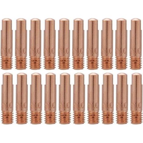 Lot de 20 embouts de contact, cuivre rouge, diamètre 1,0 mm, longueur 2,5 cm, pour torche MIG/MAG 15AK (1/4)