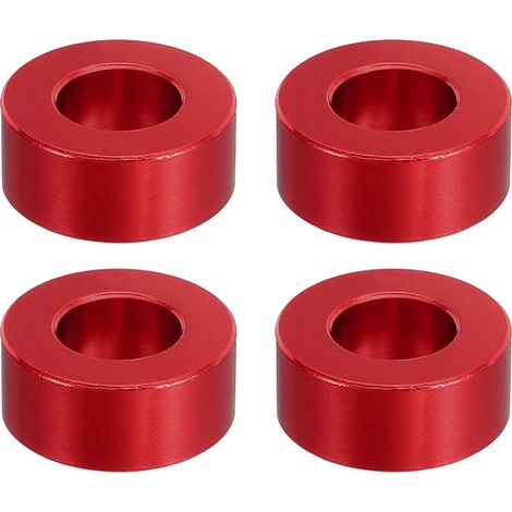 Entretoise en Aluminium, 4 Pcs Métal Entretoises Aluminium 10,5mm ID x 20mm OD x 8mm L Vis d'Espacement en Aluminium Ronde pour 2/5" ou M10 Vis à Boulons, Rouge (1/5)
