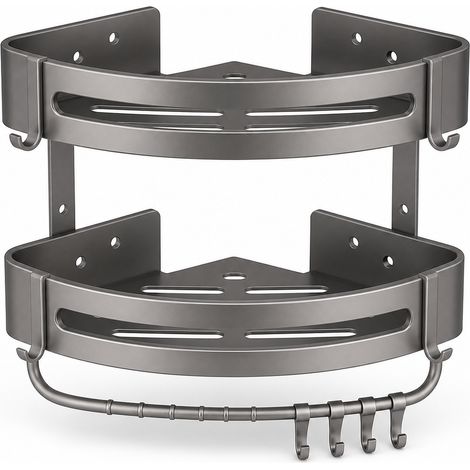 Doppelte Dusch-Eckablage aus Aluminium 30 cm (1/5)