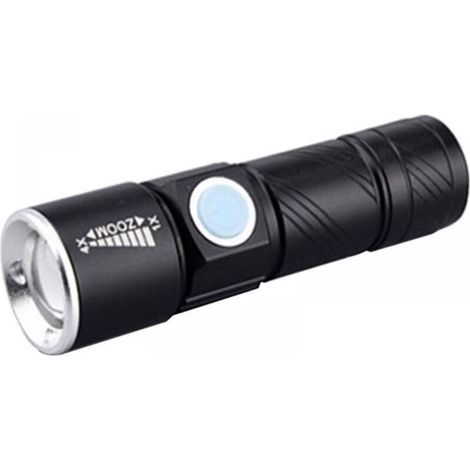 (9.3×2.6×9.3cm)Superhelle, wiederaufladbare USB-Taschenlampe, LED, verstellbarer Strahl für Fahrrad, Camping (1/4)