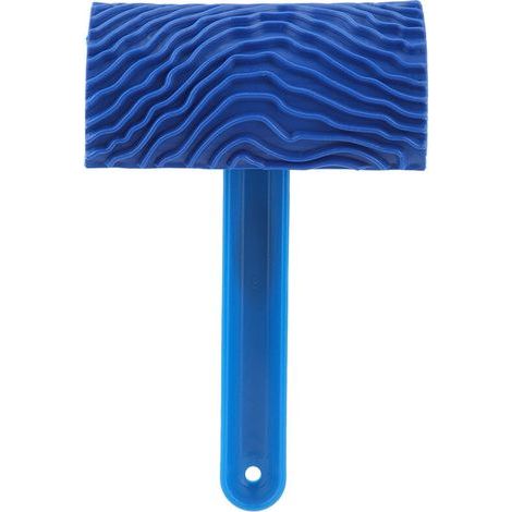 Jeffergarden Rouleau de peinture effet grain de bois en caoutchouc bleu avec poignée outil de décoration murale bricolage (1/5)