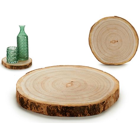 Décoration de table rondelle de bois naturel 20.5x20.5x2cm (1/4)