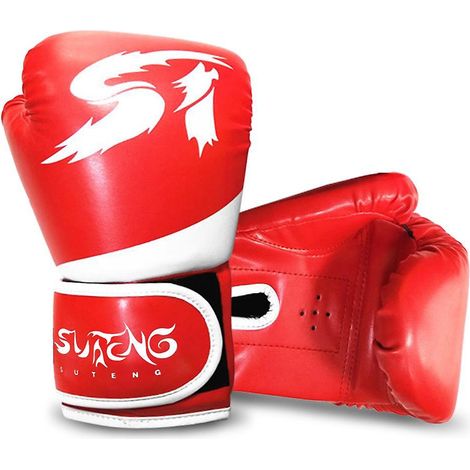 Gants de boxe pour enfants, gants d’entraînement kickboxing, gants de Muay Thaï, frappe sur sac, mitaines, rouge
