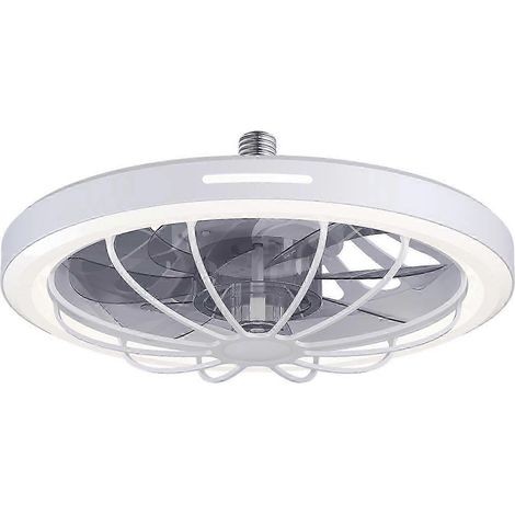 Ventilateur de plafond ABS écoénergétique pour chambre à coucher avec éclairage et commandes, gris clair. (1/5)