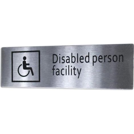 Targhetta Rettangolare autoadesiva invalidi da Bagno Targa Adesiva disabili WC Toilette in Acciaio segnaletica per Servizi igienici (1/3)