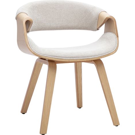 Designstuhl aus Stoff mit strukturierter Samtoptik, beige und hellem Holz ARAMIS (1/5)