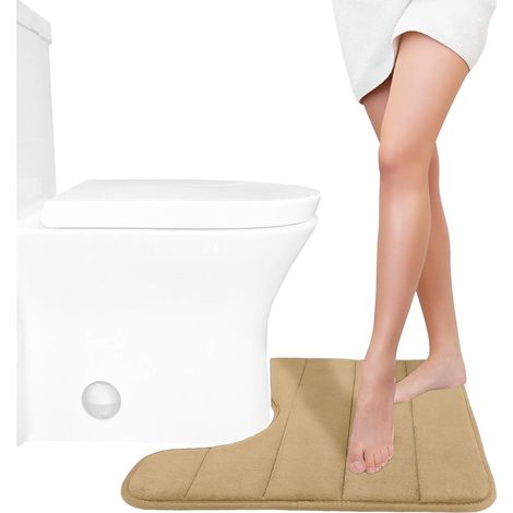 Tapis De Bain En Mousse À Mémoire De Forme - Forme En U Pour Toilette - 40 X 50 Cm - Dos Anti-Dérapant En Caoutchouc - Lavable En Machine - 1 Pièce (1/5)
