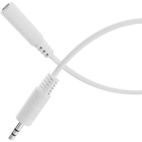 Câble d'extension auxiliaire, 2,50m de câble jack d'extension, 3 pôles stéréo jack 3,5 mm audio, câble audio pour casque, barre de son, TV, voiture, radio, blanc (1/5)