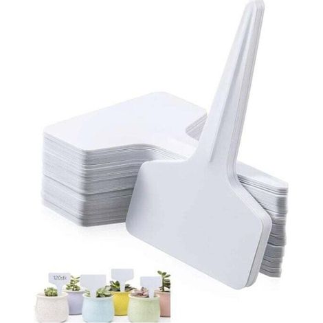 50 Pflanzenetiketten, Setzlingsetiketten, 50 T-förmige Gemüsegartenetiketten (6 x 10 cm), wasserfeste Etiketten, wiederverwendbare Etiketten – für Pflanzgefäße und Pflanzenzubehör. (Weiß, 50 Stück)