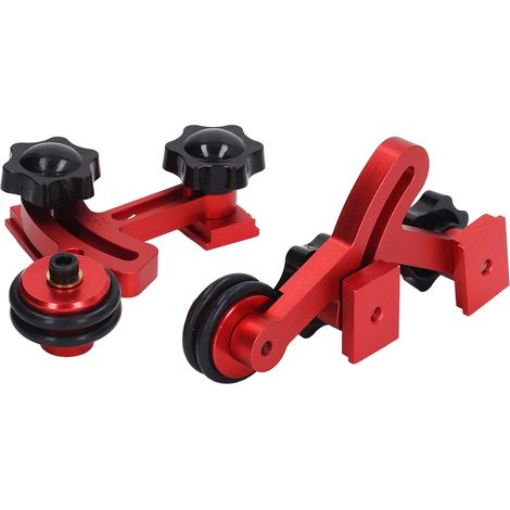 Presse à galet à roulement en alliage d'aluminium robuste pour scie circulaire guide d'alimentation bois avec presse gauche droite et 4 coulissants (1/5)