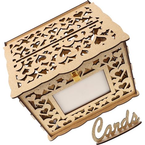 Boîte à Cartes De Mariage Bois Doré Urne à Billets Élégante Pour Réception De Mariage Décoration Multifonctionnelle Avec Ambiance Chaleureuse (1/5)