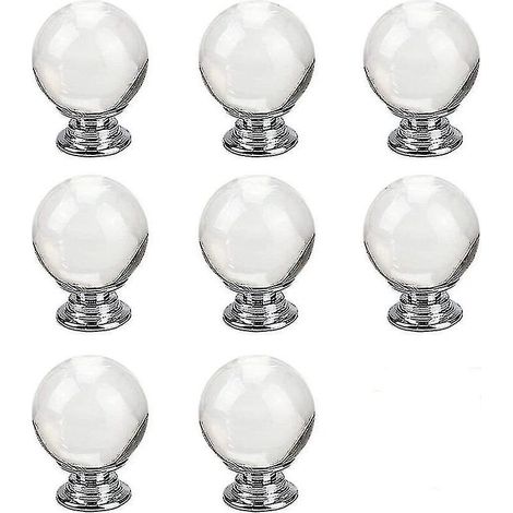 8pcs Ball Shaped Crystal Clear Glass Drawer Knobs For Kitchen Furniture Door Gift