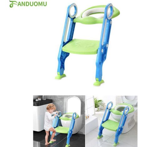 Réducteur de Toilette avec Marches HSTURYZ - Pour Enfant - Bleu Vert - Hauteur 38-42cm