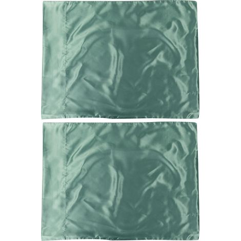 2 Stück 75 x 150D Satin-Kissenbezüge, weiche Kissenhüllen mit versiegeltem Umschlag, Bettwäsche Vert (1/5)