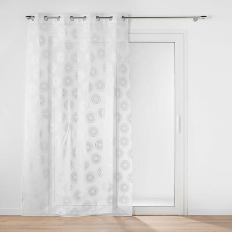 Voilage a oeillets 140 x 240 cm voile sablé imprimé metallisé Lison Argent (1/6)