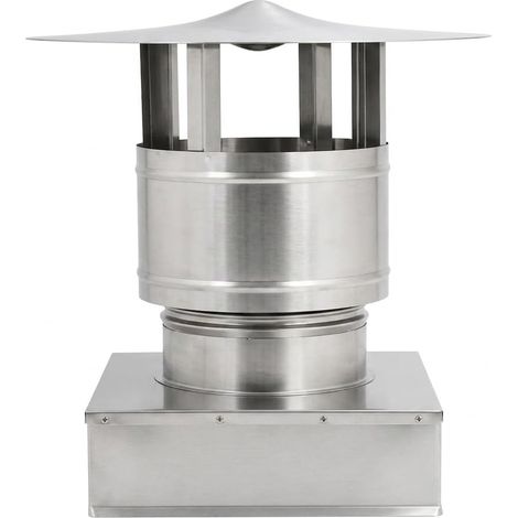 MAKA Comignolo Antivento Base Quadra, Terminale per Canna Fumaria Camino Stufa a Legna Pellet e Gas, Cappello Antipioggia Aspirafumo Base Quadra 500x500 mm (1/5)