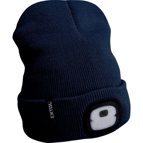 Gorra Extol Light con linterna frontal 4x25lm, carga USB, azul oscuro, ECONÓMICA, talla universal 43456 (1/5)