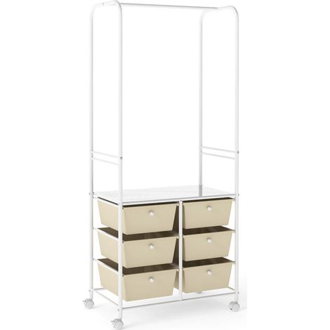 Portant à vêtements avec 6 tiroirs, 4 roues universelles et anti-basculement, chambre et entrée (1/5)
