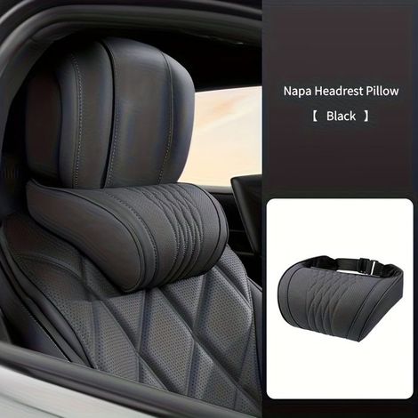 BelleRise - Coussin de nuque de luxe pour voiture, appui-tête en cuir véritable, coussin de soutien cervical — Confortable et respirant (1/5)