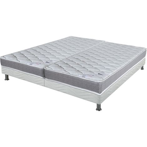 Matelas Ryad + sommier tapissier Omega - 2x80x190 - Ressorts - Hauteur 21 cm (1/5)