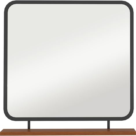 Spiegel 80x60 cm – rechteckiger Badezimmerspiegel – Wandspiegel – Flurspiegel mit Regal aus Massivholz – schwarzer Rand – dekorativer Spiegel für das Badezimmer (1/5)