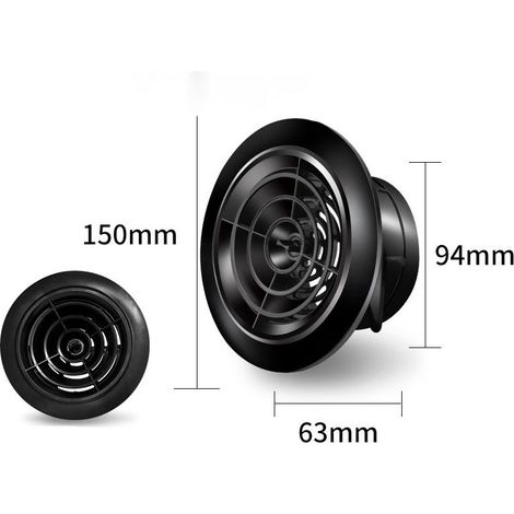 Grille de ventilation 100 mm Ronde Anthracite à Lamelles Raccord de Tuyau en Plastique (1/5)