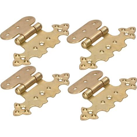 Lot de 4 charnières décoratives pour armoire asymétriques rétro en laiton doré antique-NANOTEH (1/5)