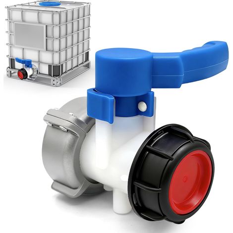 Adaptateur de vanne pour réservoir de stockage DN50 (75 mm) 1000 L / Adaptateur IBC / Vanne papillon en plastique (1/5)