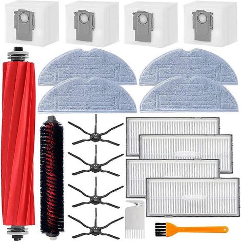Filtre amovible en caoutchouc Brosse principale/brosse latérale Chiffon de nettoyage Sacs à poussière