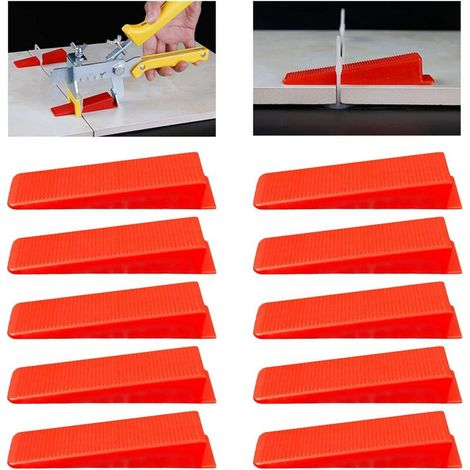 Cunei per sistema di livellamento per piastrelle, livellatore a cuneo, distanziatori per piastrelle, distanziatori per livellatore per piastrellisti, clip, cunei, 100 pezzi, rosso (1/5)
