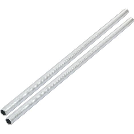 Threaded Rod Hollow M10 Threaded Tube Thread 310 mm Supficial Length Lamp Pipe Nipple for Repair Light Fixture Lamp Chandelier Zinc-Plated Silver Pack of 2 (1/3)