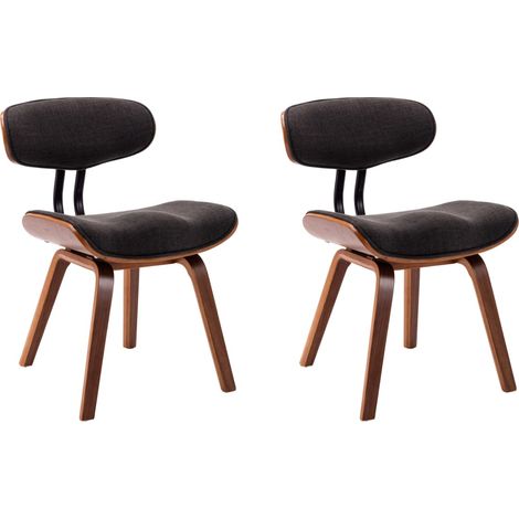 Juego de 2 sillas de cocina/comedor de diseño retro en madera curvada y tela gris CDS020465 (1/5)