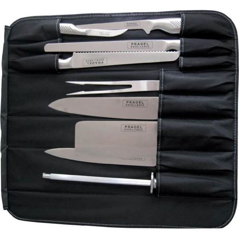 Sac coutellerie 9 pièces acier inox lame 26cm rangement nylon