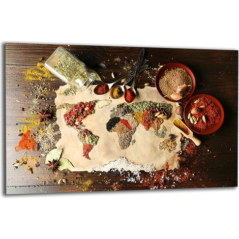 PLAQUE DE PROTECTION EN VERRE POUR CUISINIÈRE 80x52 ÉPICES (1/5)