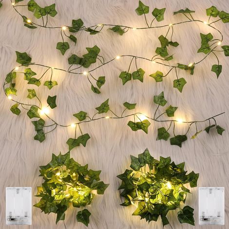 Guirlande Lumineuse avec Feuilles, Chaîne Lumineuse de Lierre 2m, Guirlande Lierre Lumineuse 20 LEDS, Plantes Artificielles Guirlande Lumineuse à LED, pour Lntérieur, Mariage, Bureau (1/5)
