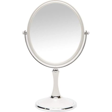 Miroir de bureau miroir de bureau rétro avec support miroir rotatif double face de 8 pouces loupe 1X/3X style argent 13 pouces (ovale) (1/5)